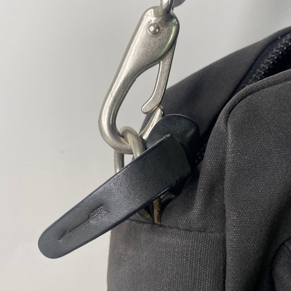 Stylish Thick Canvas Black Men's Messenger Bag With Leather Details - Picture 3 of 11